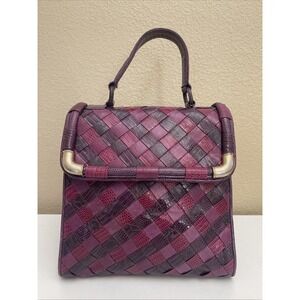 Vintage Sharif Leather Shoulder Strap/Purse Bag Multicolor Woven Unique 90's Era